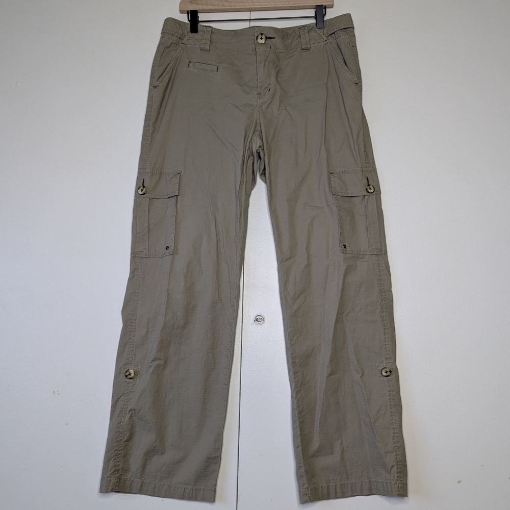 Cabi Cargo Technical Khaki Brown Pants Size 10 Ripstop Roll Up‎